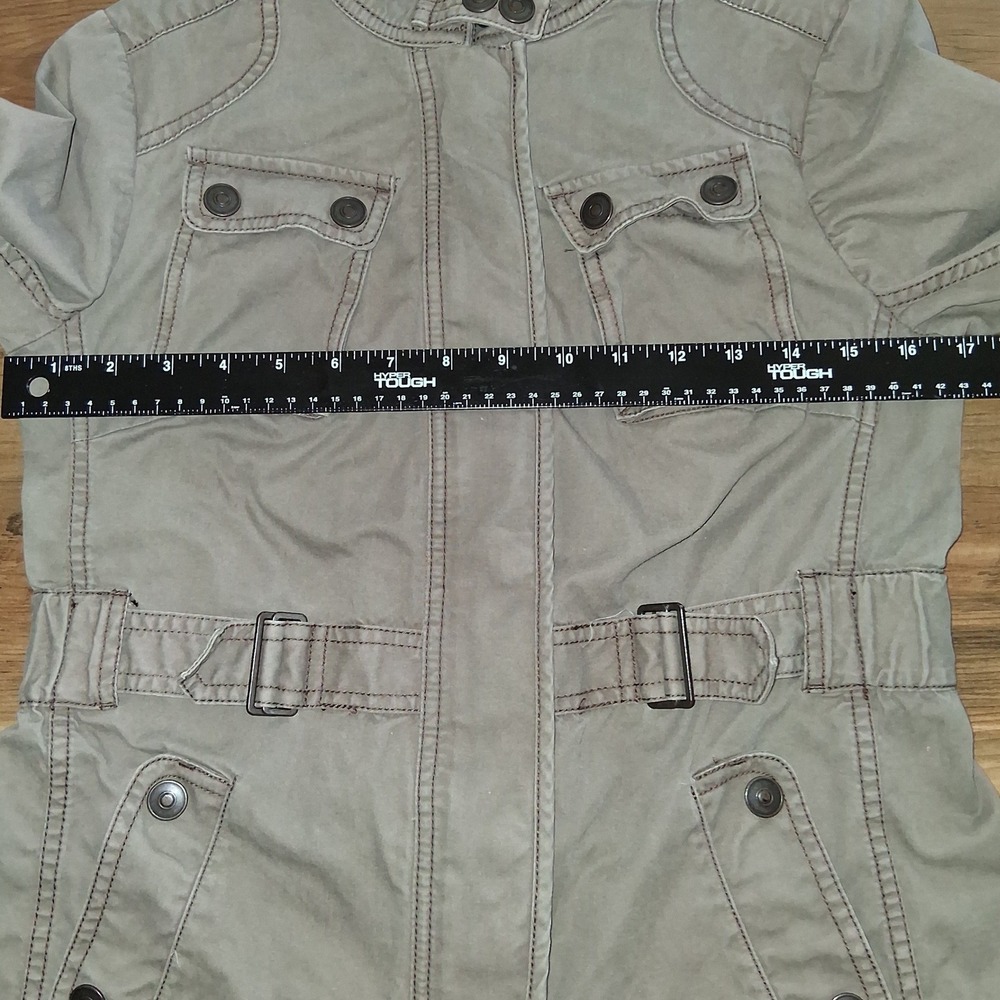 Ann Taylor LOFT Utility Field Jacket Olive Taupe Cotton Military Coat Womens 4P - Picture 5 of 16